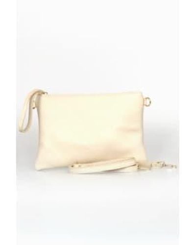 Miss Shorthair LTD 6556cr Cream Large Genuine Italian Leather Wristlet Clutch Bag One Size / Coloured - White
