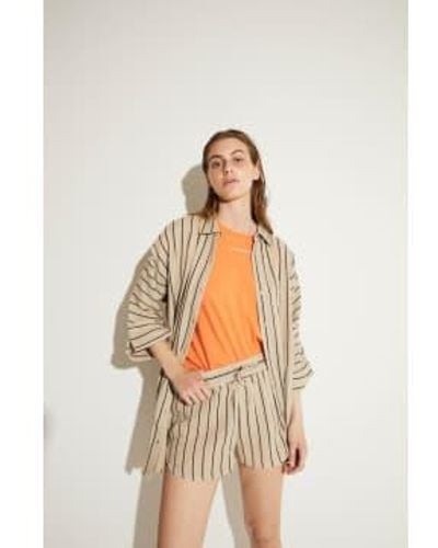 Ichi Foxa striped beach shorts-doeskin / stripes-20120964 - Blanc