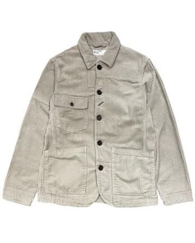 Universal Works Jumbo Cord Patched Mill Bakers Jacket Stone S - Gray