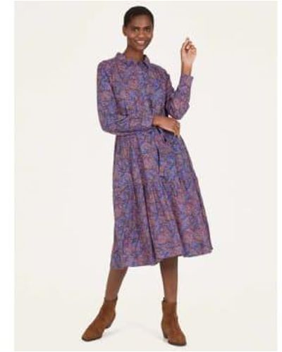 Thought Periwinkle Fawn Printed Midi Shirt Dress 8 - Purple