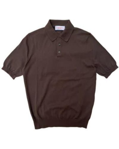 Fresh Extra Fine Crepe Cotton Knitted Polo - Brown