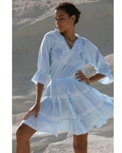 Pranella Amar Dress In Sky And White - Blu