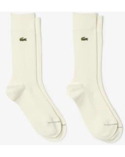 Lacoste Blanco pack de 2 pares de calcetines acanalados lisos unisex