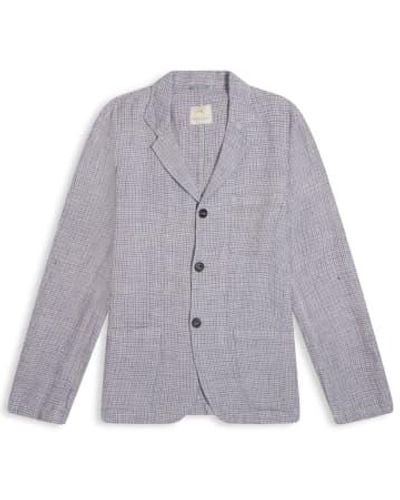 Burrows and Hare Houndstooth Linen Blazer Gray 44