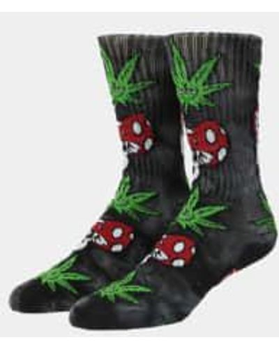 Huf Buddy Mushroom Tie Dye Socks Black One Size - Green