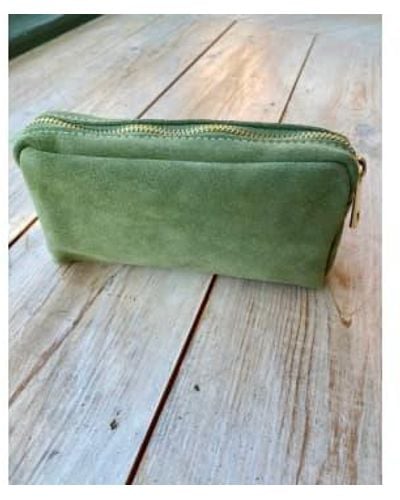 Marlon Anne Suede Cosmetic Bag Sage / Os - Green