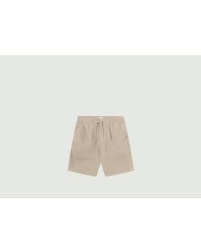Knowledge Cotton Pantalones cortos sueltos en lino orgánico - Blanco