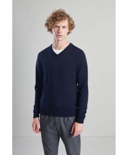 L'Exception Paris Merino Wool V Neck Sweater - Blue