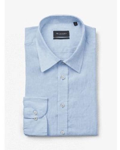 Sand Camisa lino manga corta state suave col: 500 sky blue, tamaño: 39 - Azul