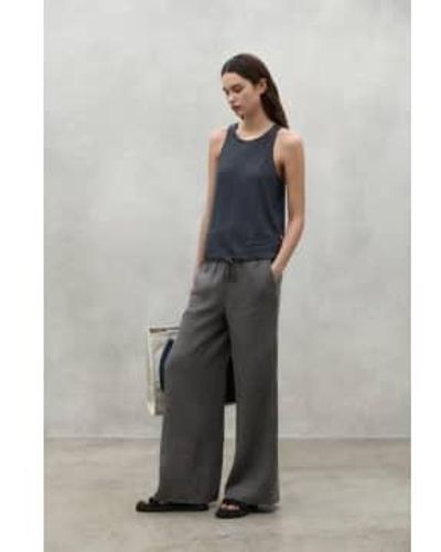 Ecoalf Mosa Linen Trousers Charcoal Xs - Grey