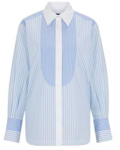 BOSS Betallina stripe camiseta lantera cantbed tamaño: 10, col: azul/blanco