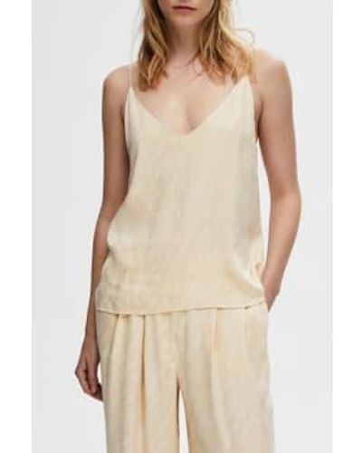 SELECTED Sandshell Constanza Cupro Top - Natural