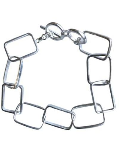 CollardManson Bracelet à maillons rectangulaires en argent - Blanc