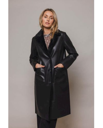 Rino & Pelle Coat Jula Reversible Faux Leather Fur Black - Grey