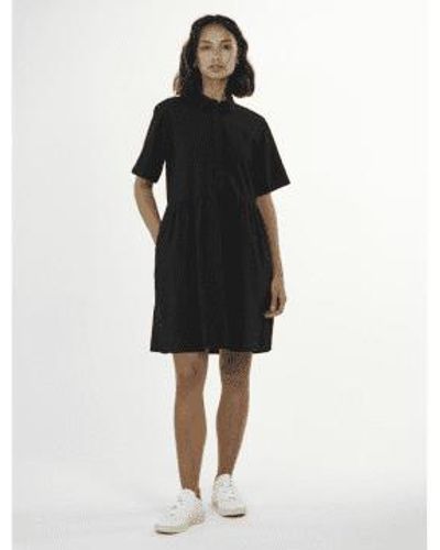 Knowledge Cotton 2200019 Seersucker Short Shirt Dress Jet Xs - Black