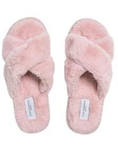 Miss Sparrow Faux Fur Cross Over Slipper S - Pink