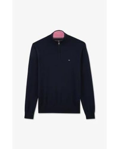 Eden Park Coton la marine pima malf zip pull - Bleu