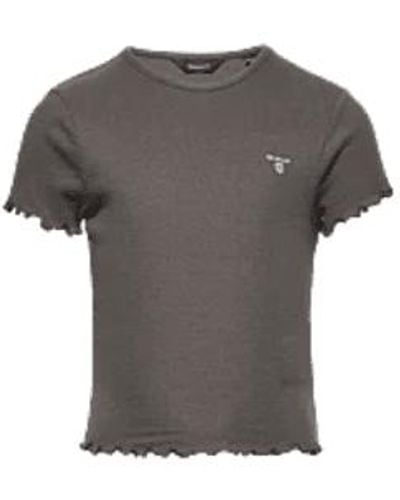 GANT T Shirt Rib Dark Graphite - Grigio