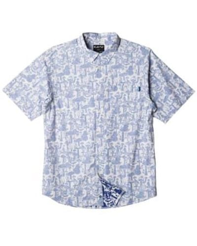 Kavu Topspot Short Sleeve Shirt Mushroom Est Small - Blue