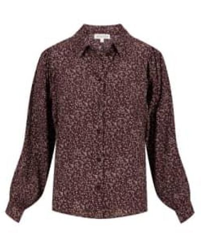 Zusss Blouse With Wide Sleeves Print Chocolate Small - Purple