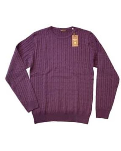 Stenströms Merino Cable Knit Crew Neck Sweater Xl - Purple