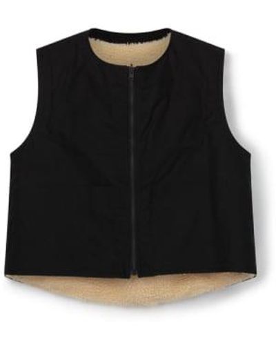Kate Sheridan Wax/cream Sherpa Lumber Vest S/m - Black