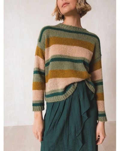 indi & cold Multicoloured Striped Jumper - Green