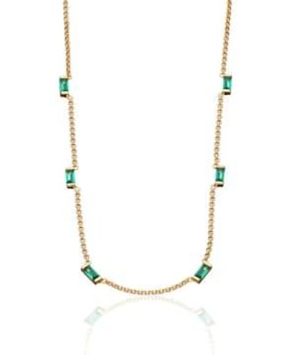 Scream Pretty Cleopatra Green Baguette Chain Necklace- Plated Spg-85 Onesize / - Metallic