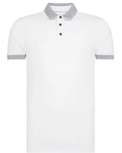 Remus Uomo Jacquard Collar Polo Shirt M - White