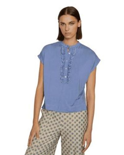 SKATÏE Modal High Neck T-Shirt in Maya - Blau