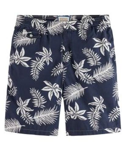 Scotch & Soda Pantalones cortos bermudas impresos en la marina - Azul