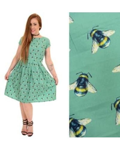 Run and Fly Bee Cotton Tea Dress - Verde