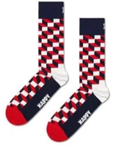 Happy Socks Fio01-6550 Filled Optic Sock - Red