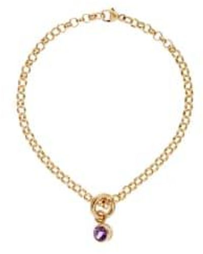Renné Jewellery Pulsera belcher oro 9 quilates y amatista tiny sweetie - Metálico