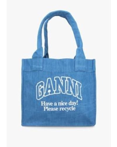 Ganni Womens Large Easy Shopper In Blue