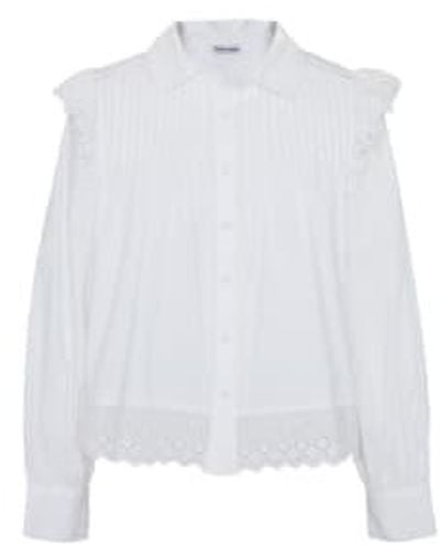 ANOTHER SUNDAY Pintuck Detail Lace Trim Shirt - Bianco
