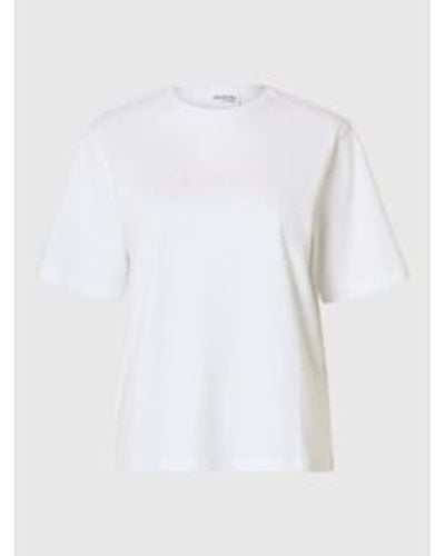 SELECTED Vilja T Shirt Pink - Bianco