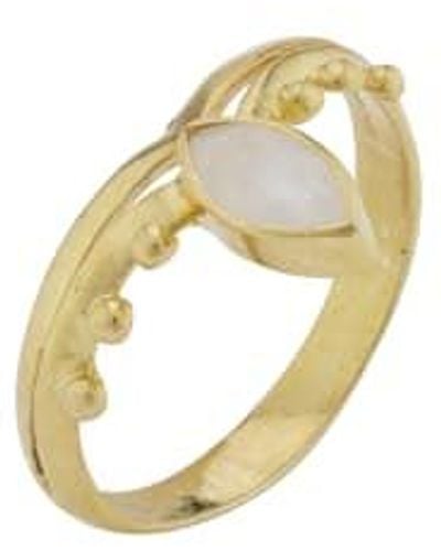 silver jewellery Gold Plated Moonstone Ring 7 Blue/gold - Metallic