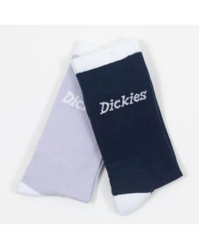 Dickies Ness city 2 pack socks in & purple - Bleu