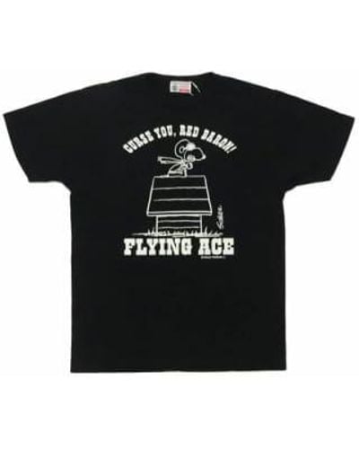 Buzz Rickson's Peanuts Flying Ace T-shirt L - Black