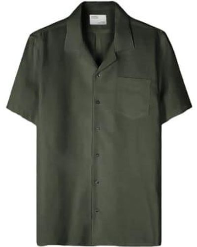 COLORFUL STANDARD Camisa manga corta lino ver cazador - Verde