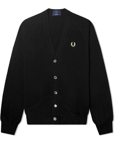 Fred Perry Reissues Lambswool Cardigan Black & Champagne