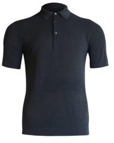 Circolo 1901 Fancy Knit Polo Shirt In 447 Dark Cn4407 - Nero