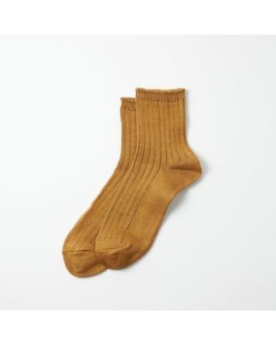 RoToTo Dark Linen Cotton Rib Ankle Socks R1462 - Marrone