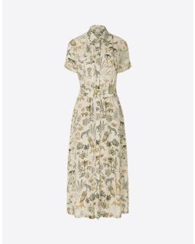 Riani Sahara Print Short Sleeve Belted Dress Col: 862 Multi Patterned, 14 - Metallic