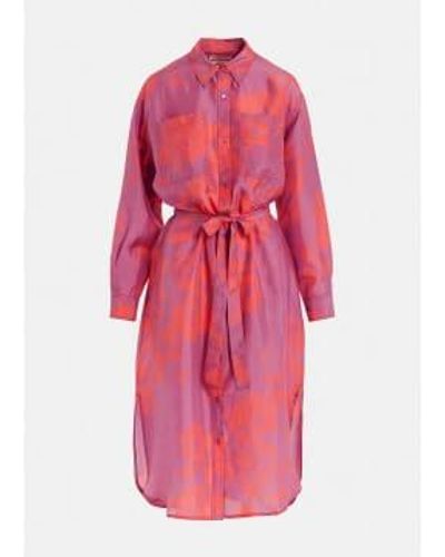 Essentiel Antwerp Foxglove Silk Shirt Dress - Rosa