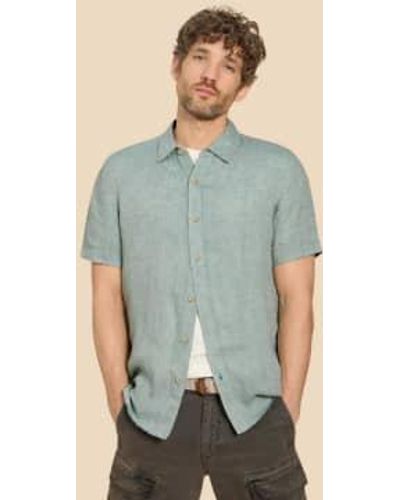 White Stuff Pembroke camisa lino manga corta - Azul