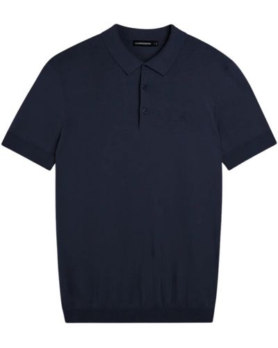 J.Lindeberg Navy Ridge Rayon Silk Polo T Shirt - Blue
