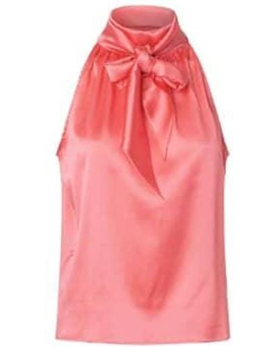 Charlotte Sparre Silk Satin Bow Top Xs - Pink