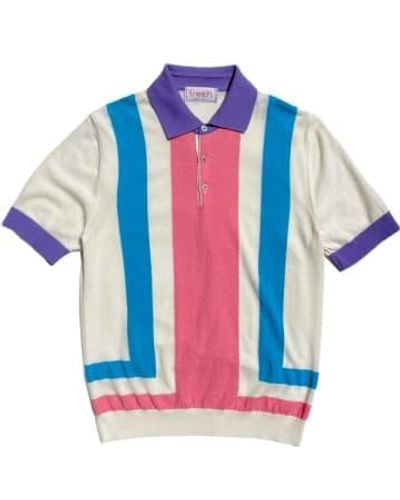 Fresh Fripp Extra Fine Crepe Cotton Knitted Polo In And Pink - Blu
